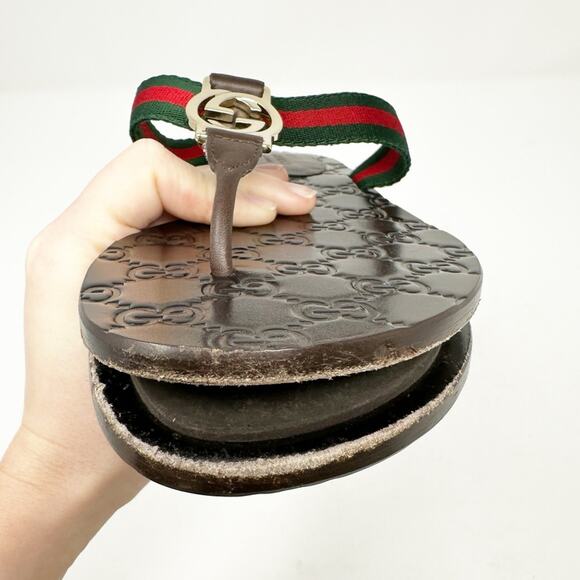 Gucci GG Thong Web Stripe Sandals Flip Flops - Picture 3 of 12